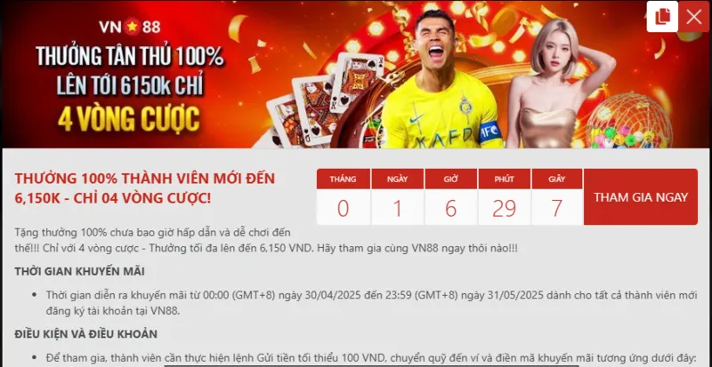 Cách nhận và rút tiền thưởng VN88
